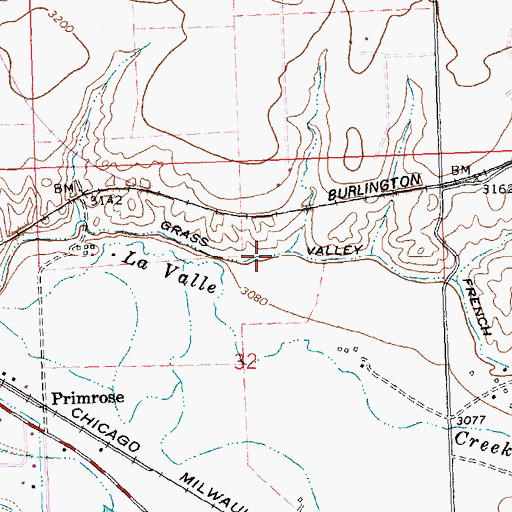 Topographic Map of Grass Valley French Ditch, MT