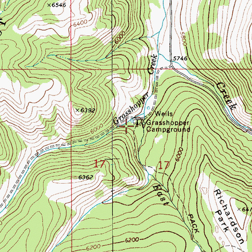Topographic Map of Grasshopper Campground, MT