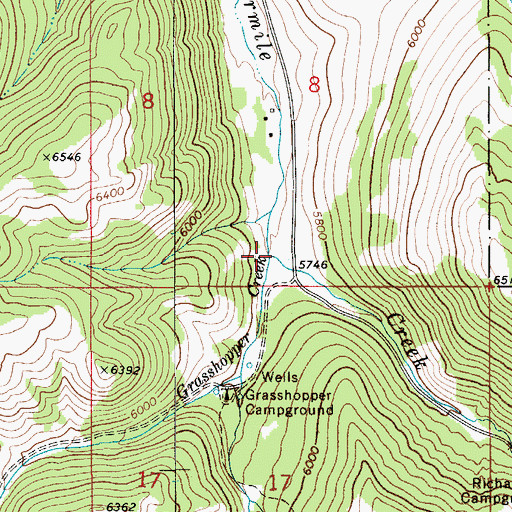 Topographic Map of Grasshopper Creek, MT