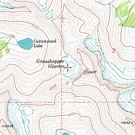 Topographic Map of Grasshopper Glacier, MT
