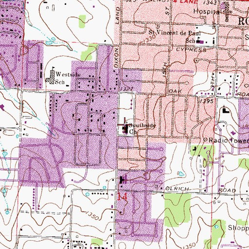 Topographic Map of Southside Church of Christ, AR
