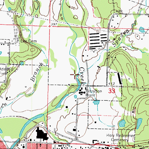 Topographic Map of Spadra Branch, AR