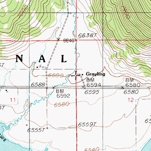 Topographic Map of Grayling, MT