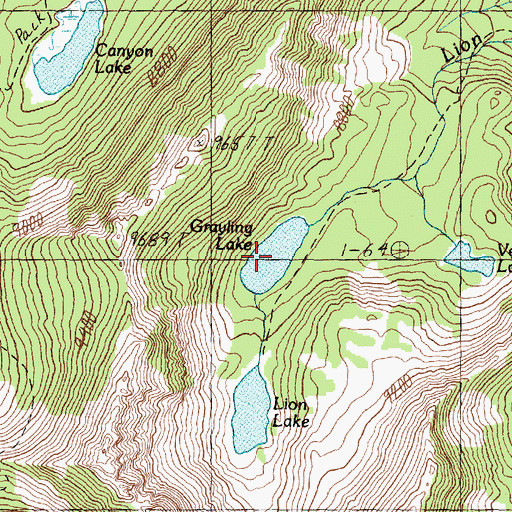 Topographic Map of Grayling Lake, MT