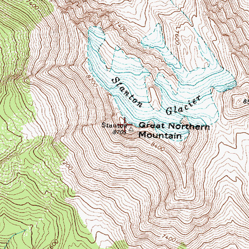 Topographic Map of Great Northern Mountain, MT