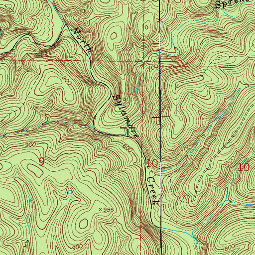 Topographic Map of Spring Beech Creek, AR