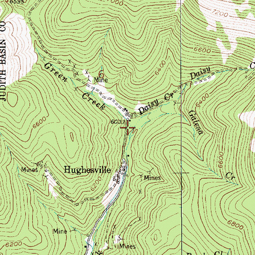 Topographic Map of Green Creek, MT