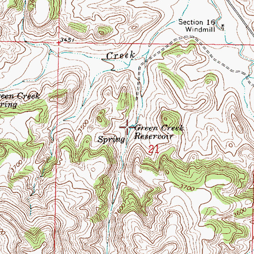 Topographic Map of Green Creek Reservoir, MT