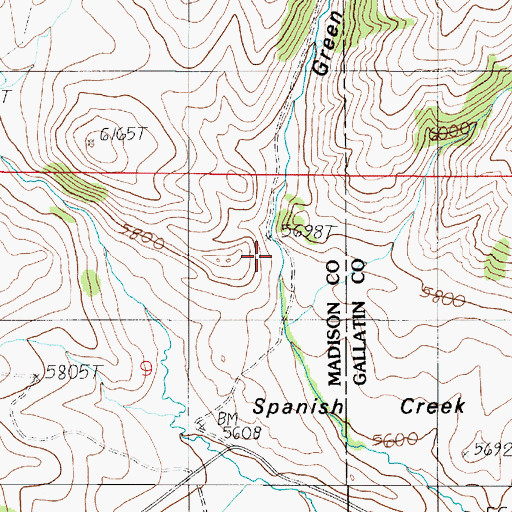 Topographic Map of Green Hollow, MT