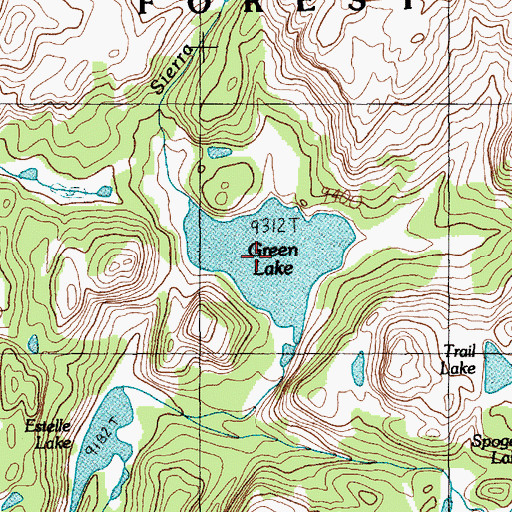 Topographic Map of Green Lake, MT