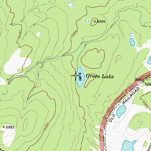 Topographic Map of Green Lake, MT
