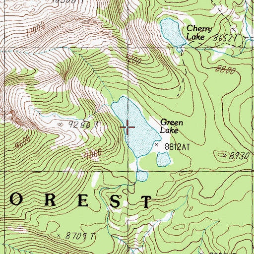 Topographic Map of Green Lake, MT