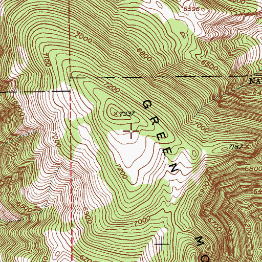 Topographic Map of Green Mountain, MT