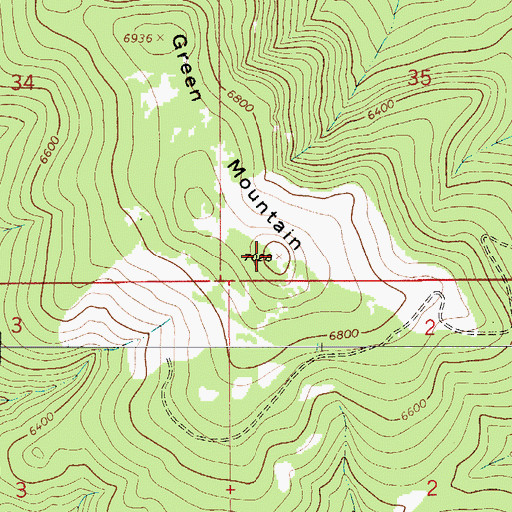 Topographic Map of Green Mountain, MT