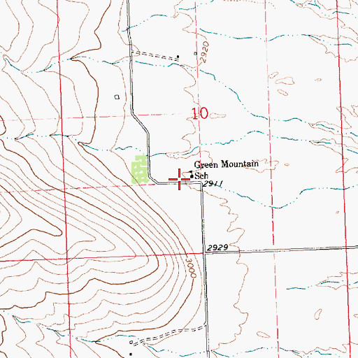 Topographic Map of Green Mountain School (historical), MT
