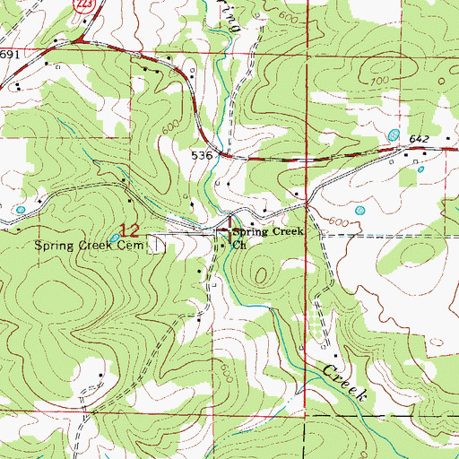 Topographic Map of Spring Creek Methodist Church, AR