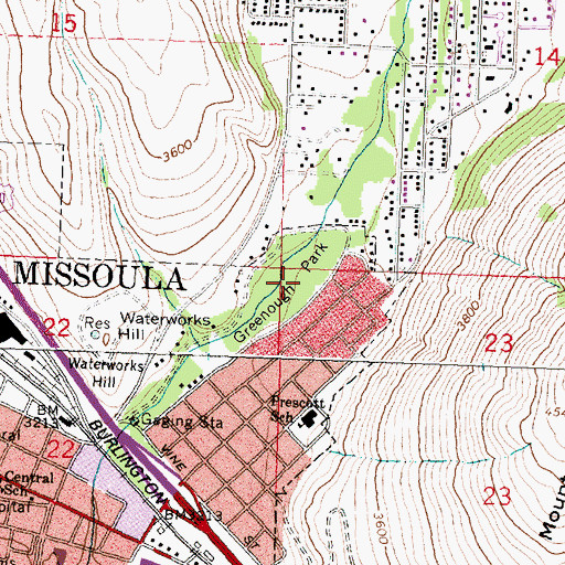 Topographic Map of Greenough Park, MT