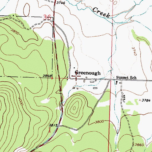 Topographic Map of Greenough Post Office (historical), MT