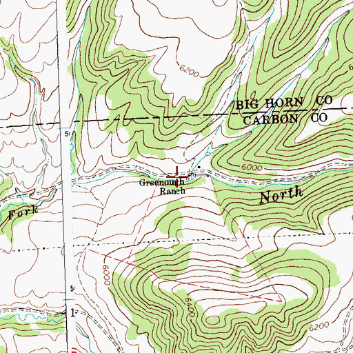 Topographic Map of Greenough Ranch, MT