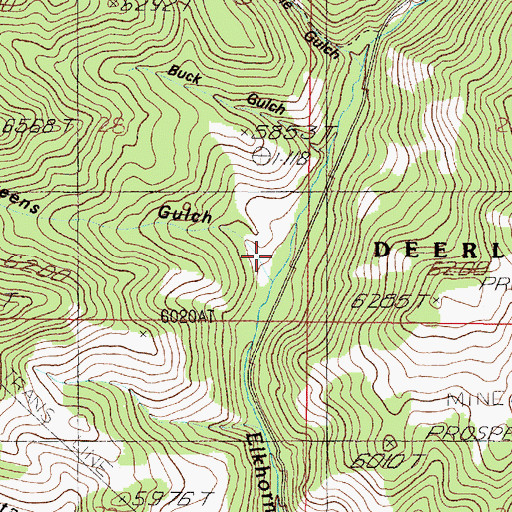 Topographic Map of Greens Gulch, MT