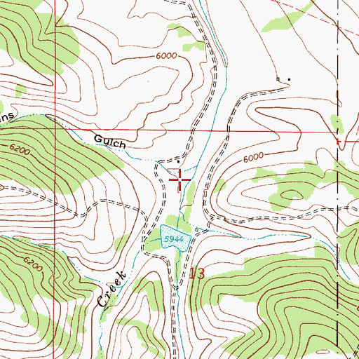 Topographic Map of Greens Gulch, MT
