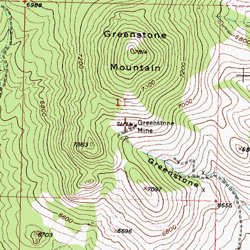 Topographic Map of Greenstone Mine, MT