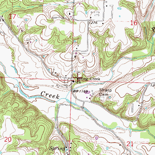 Topographic Map of Spring Creek Missionary Baptist Church, AR