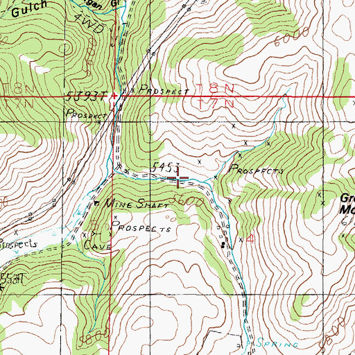 Topographic Map of Gregory Mine, MT