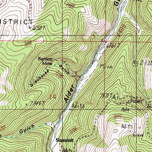 Topographic Map of Greybacke Gulch, MT
