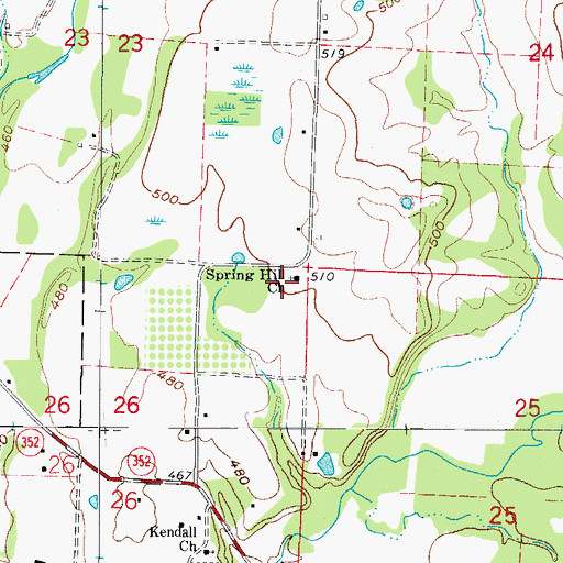 Topographic Map of Springhill Presbyterian Church, AR