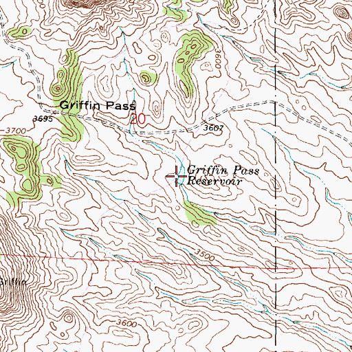 Topographic Map of Griffin Pass Reservoir, MT