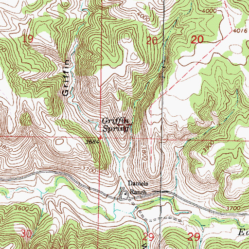 Topographic Map of Griffin Spring, MT