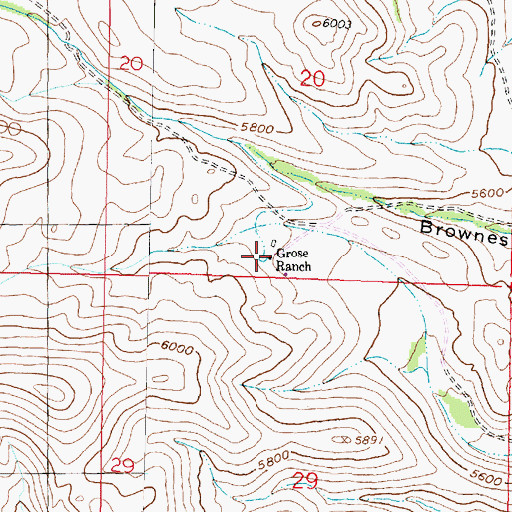 Topographic Map of Grose Ranch, MT