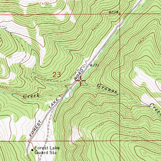 Topographic Map of Grouse Creek, MT