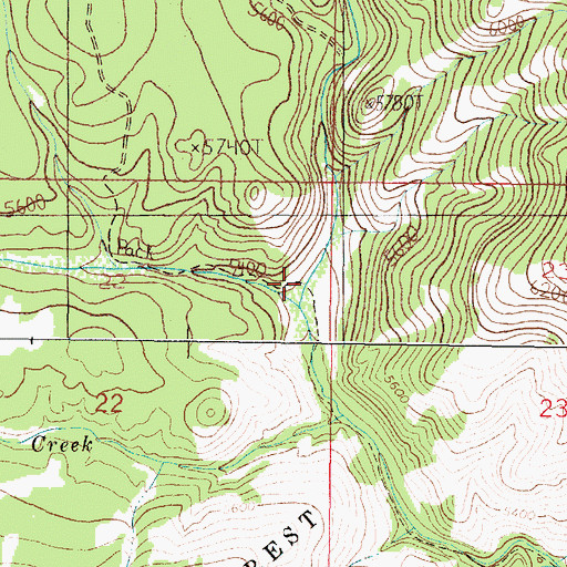Topographic Map of Grouse Creek, MT