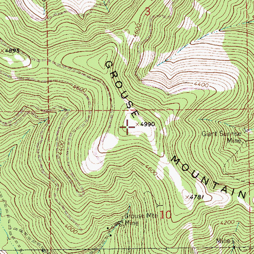 Topographic Map of Grouse Mountain, MT