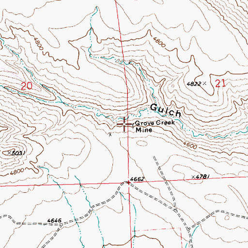 Topographic Map of Grove Creek Mine, MT