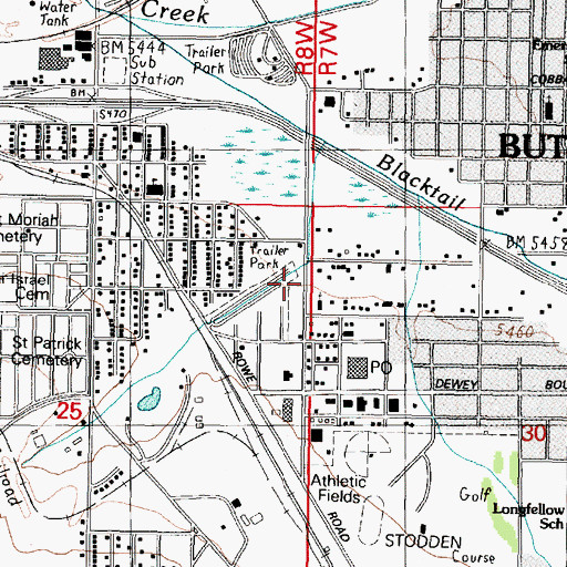 Topographic Map of Grove Gulch Creek, MT