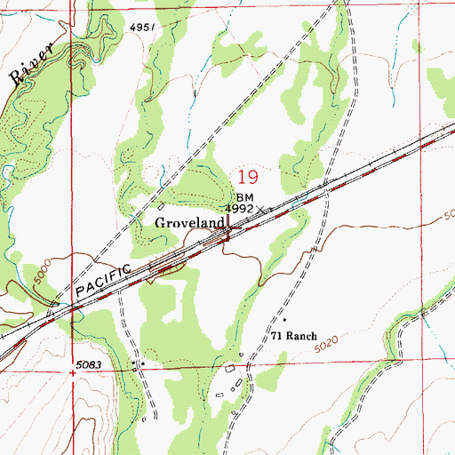Topographic Map of Groveland, MT
