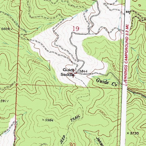 Topographic Map of Guide Saddle, MT