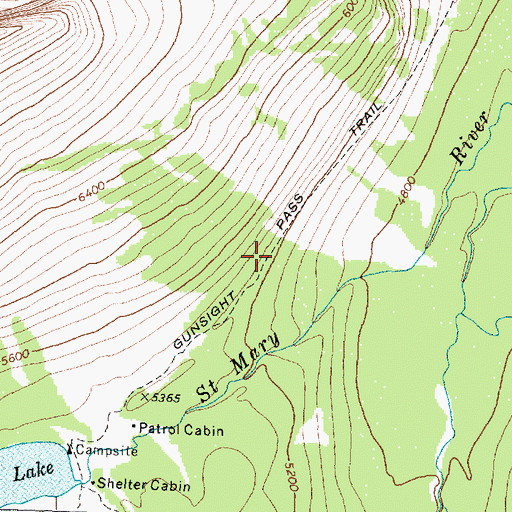 Topographic Map of Gunsight Pass Trail, MT