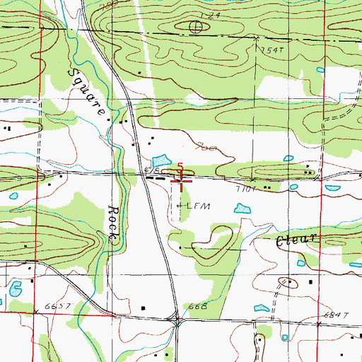 Topographic Map of Square Rock Methodist Church, AR