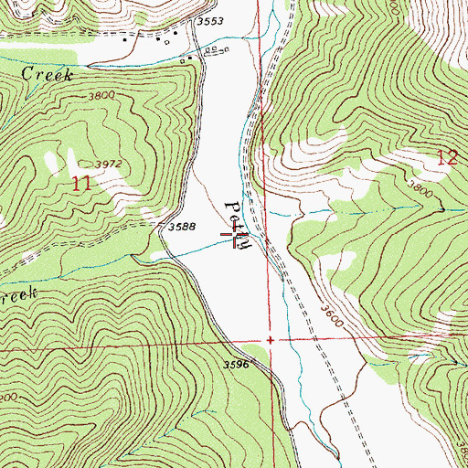 Topographic Map of Bruce Creek, MT