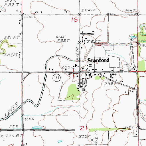 Topographic Map of Stanford, AR