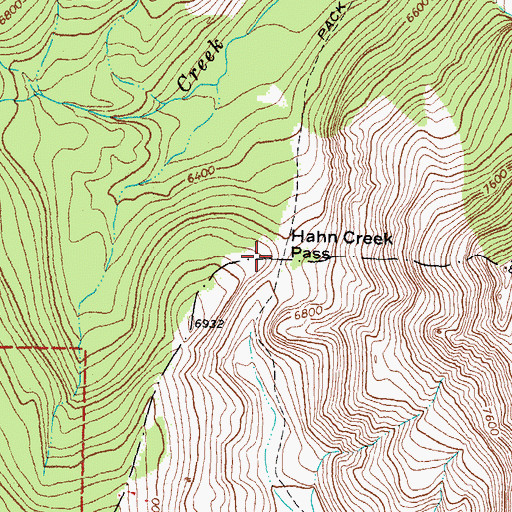Topographic Map of Hahn Creek Pass, MT