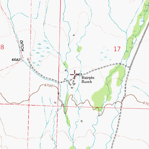 Topographic Map of Hairpin Ranch, MT