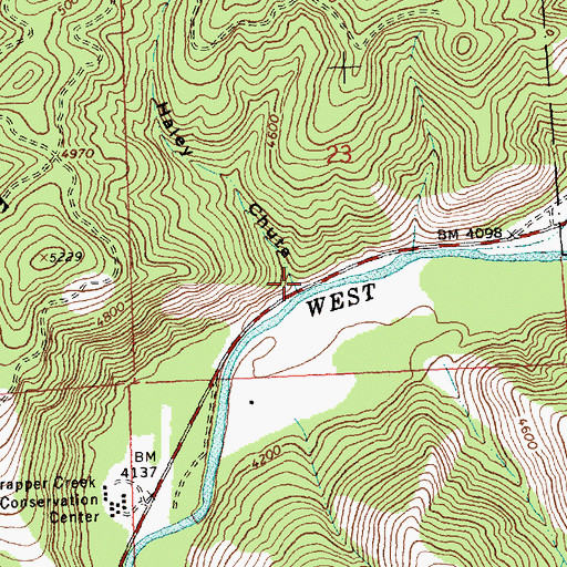 Topographic Map of Haley Chute, MT