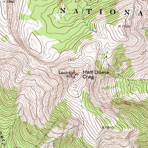 Topographic Map of Half Dome Crag, MT