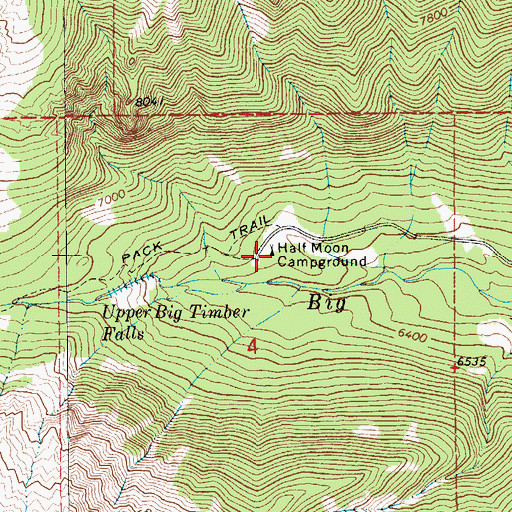 Topographic Map of Half Moon Campground, MT