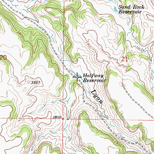 Topographic Map of Halfway Reservoir, MT